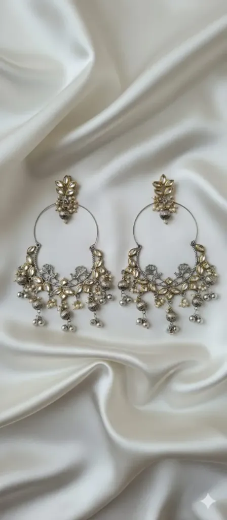 Moonlight Bloom Kundan Hoops